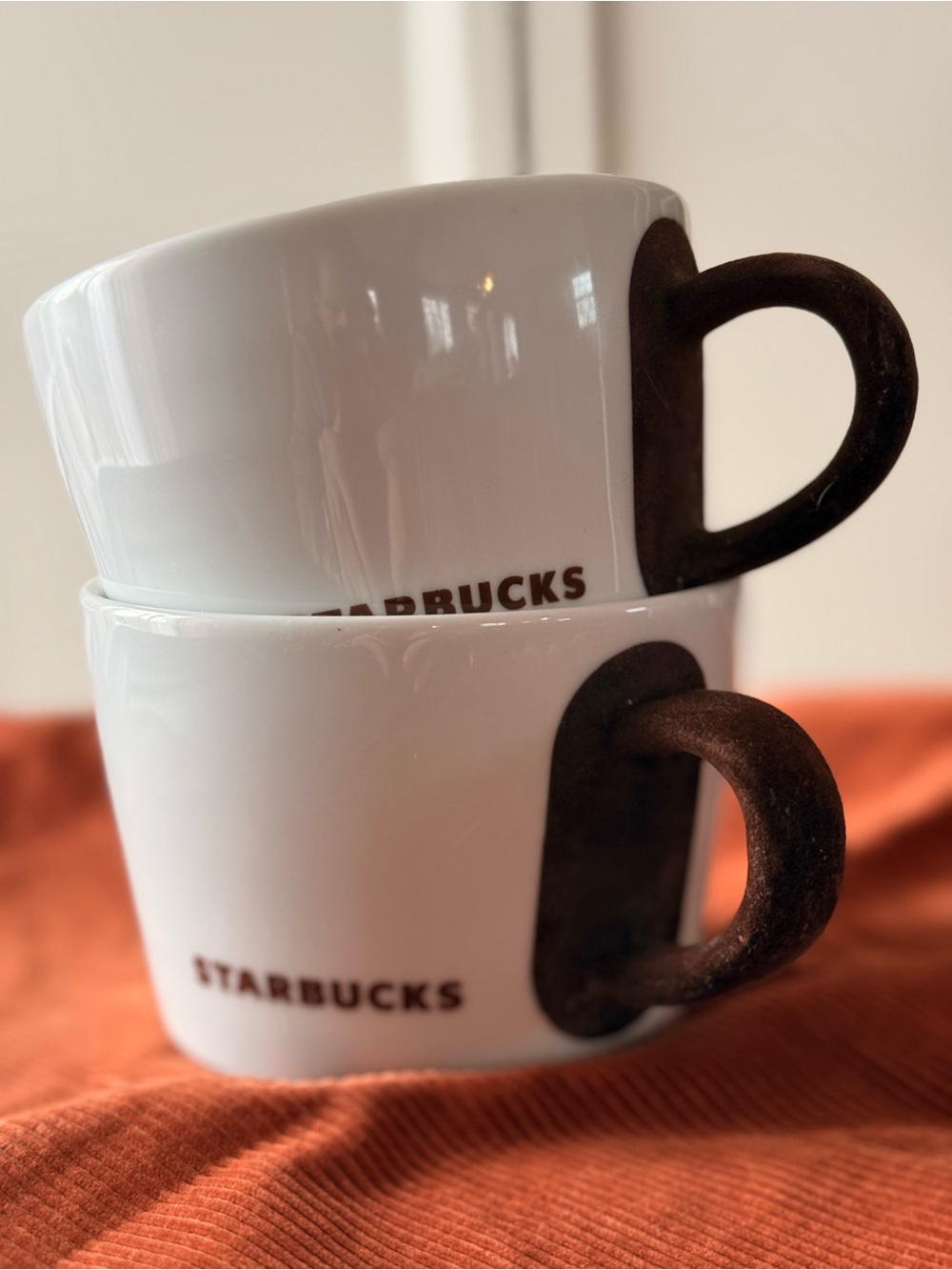 Rare Vintage 2010 Starbucks by Kahla Germany Velvet Handle Mugs - Set of 2